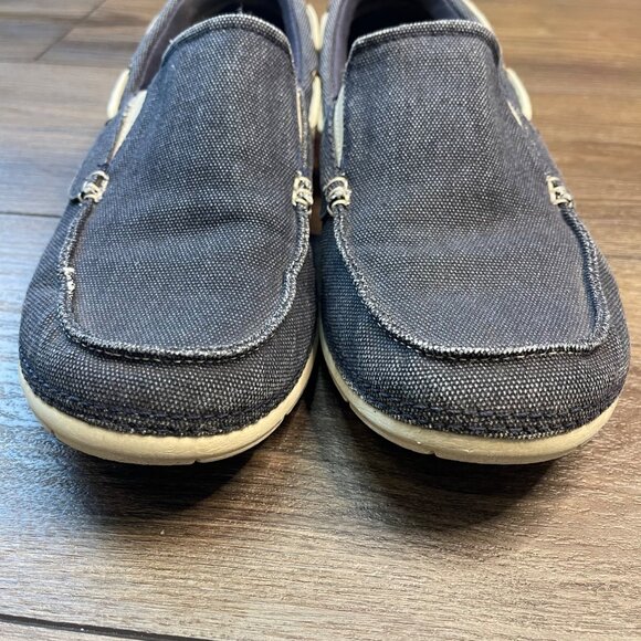 CROCS Beach Line Canvas Boat Shoes Men's Size 8 Navy Stucco Color 202774 Slip On - Picture 8 of 9